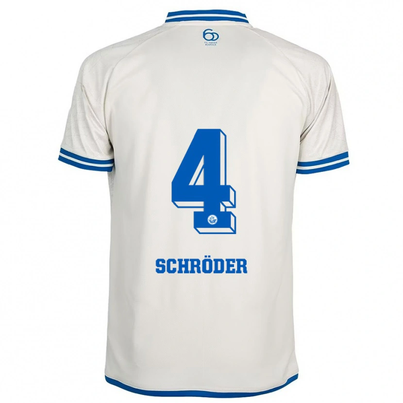 Danxen Niño Camiseta Lisa Schröder #4 Blanco Azul 2ª Equipación 2025/26 La Camisa