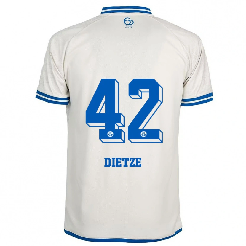 Danxen Niño Camiseta Benno Dietze #42 Blanco Azul 2ª Equipación 2025/26 La Camisa
