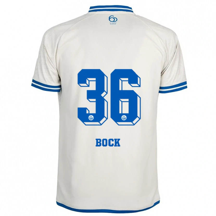 Danxen Niño Camiseta Fiete Bock #36 Blanco Azul 2ª Equipación 2025/26 La Camisa
