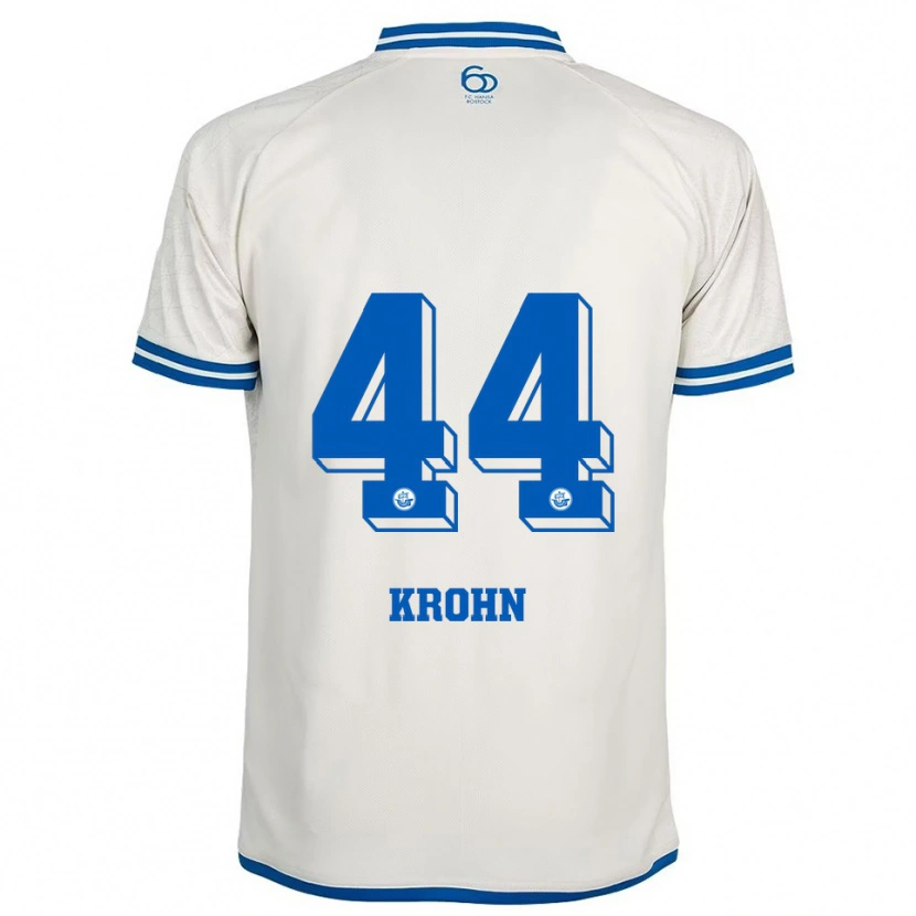 Danxen Niño Camiseta Tim Krohn #44 Blanco Azul 2ª Equipación 2025/26 La Camisa