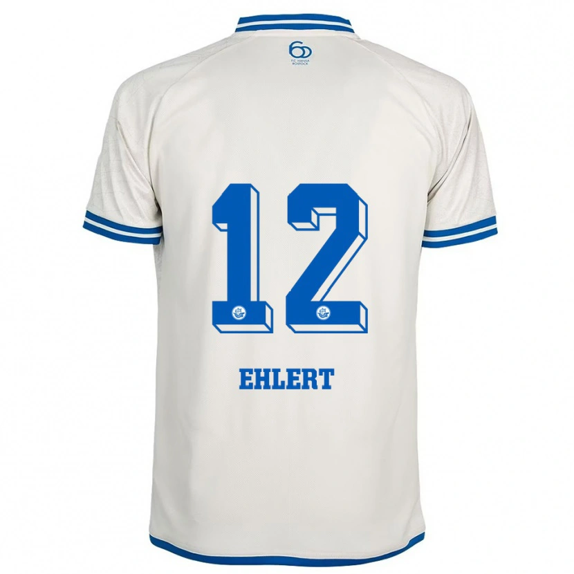 Danxen Niño Camiseta Jonas Ehlert #12 Blanco Azul 2ª Equipación 2025/26 La Camisa
