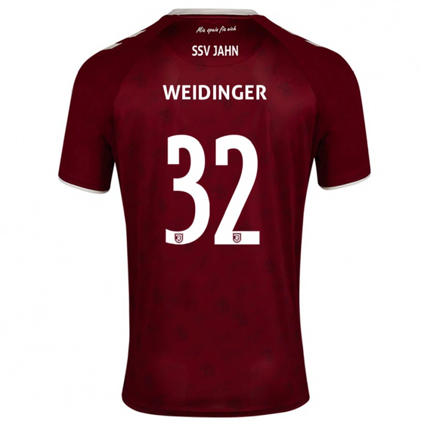 Danxen Niño Camiseta Alexander Weidinger #32 Borgoña Blanco 2ª Equipación 2025/26 La Camisa