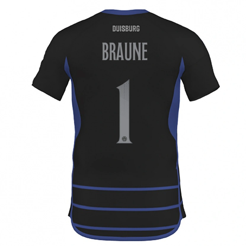 Danxen Niño Camiseta Maximilian Braune #1 Negro Azul 2ª Equipación 2025/26 La Camisa