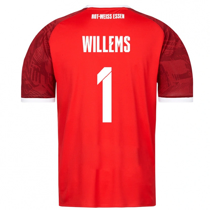 Danxen Niño Camiseta Leon Willems #1 Rojo Borgoña Blanco 2ª Equipación 2025/26 La Camisa