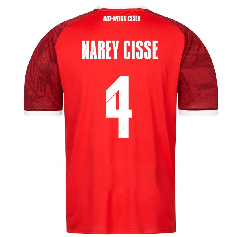 Danxen Niño Camiseta Ibrahim Narey Cisse #4 Rojo Borgoña Blanco 2ª Equipación 2025/26 La Camisa