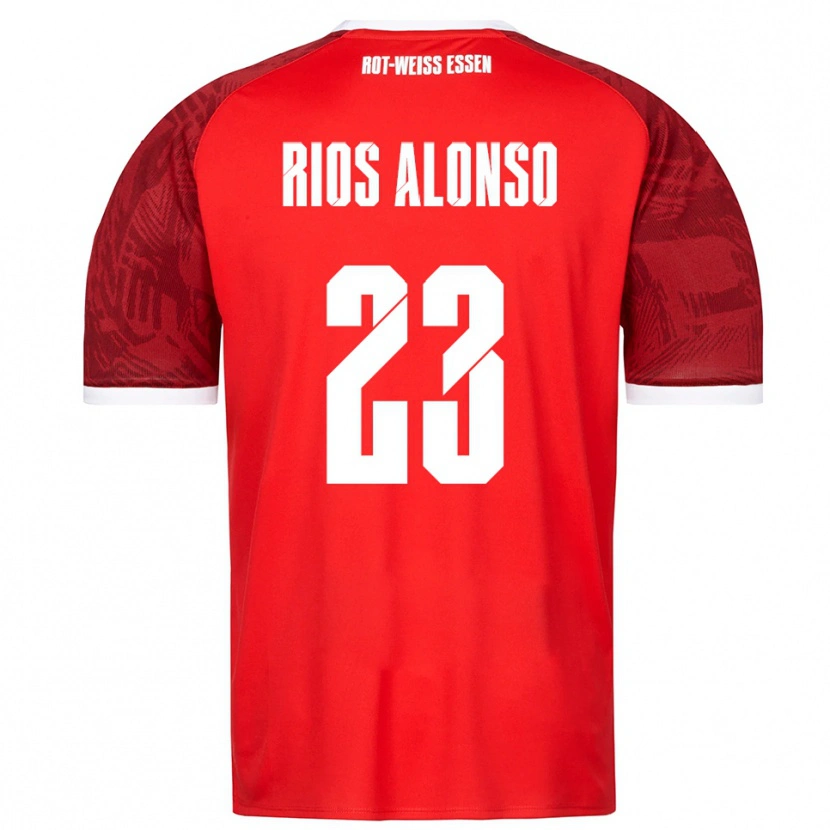 Danxen Niño Camiseta José Enrique Ríos Alonso #23 Rojo Borgoña Blanco 2ª Equipación 2025/26 La Camisa