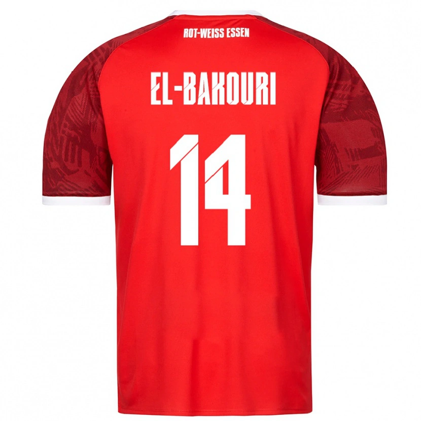 Danxen Niño Camiseta Ibrahim El-Bakouri #14 Rojo Borgoña Blanco 2ª Equipación 2025/26 La Camisa
