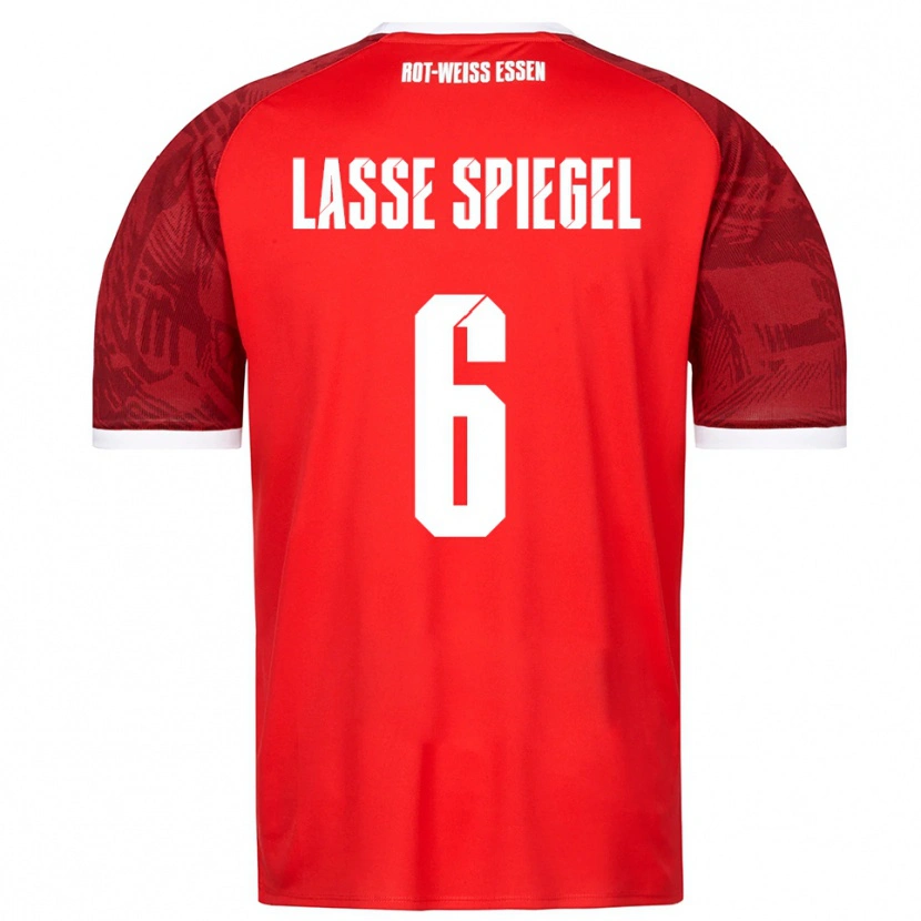 Danxen Niño Camiseta Jakob Lasse Spiegel #6 Rojo Borgoña Blanco 2ª Equipación 2025/26 La Camisa