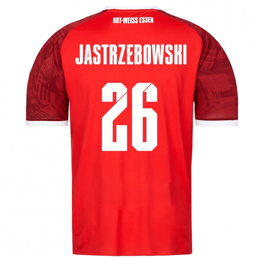 Danxen Niño Camiseta Oliver Jastrzebowski #26 Rojo Borgoña Blanco 2ª Equipación 2025/26 La Camisa