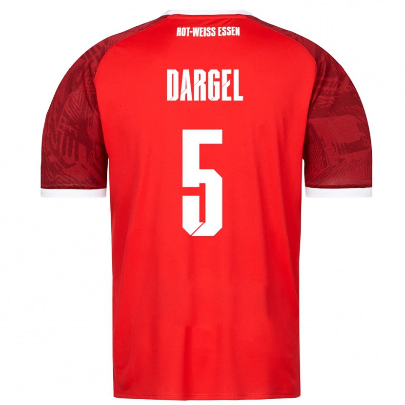 Danxen Niño Camiseta Timo Dargel #5 Rojo Borgoña Blanco 2ª Equipación 2025/26 La Camisa