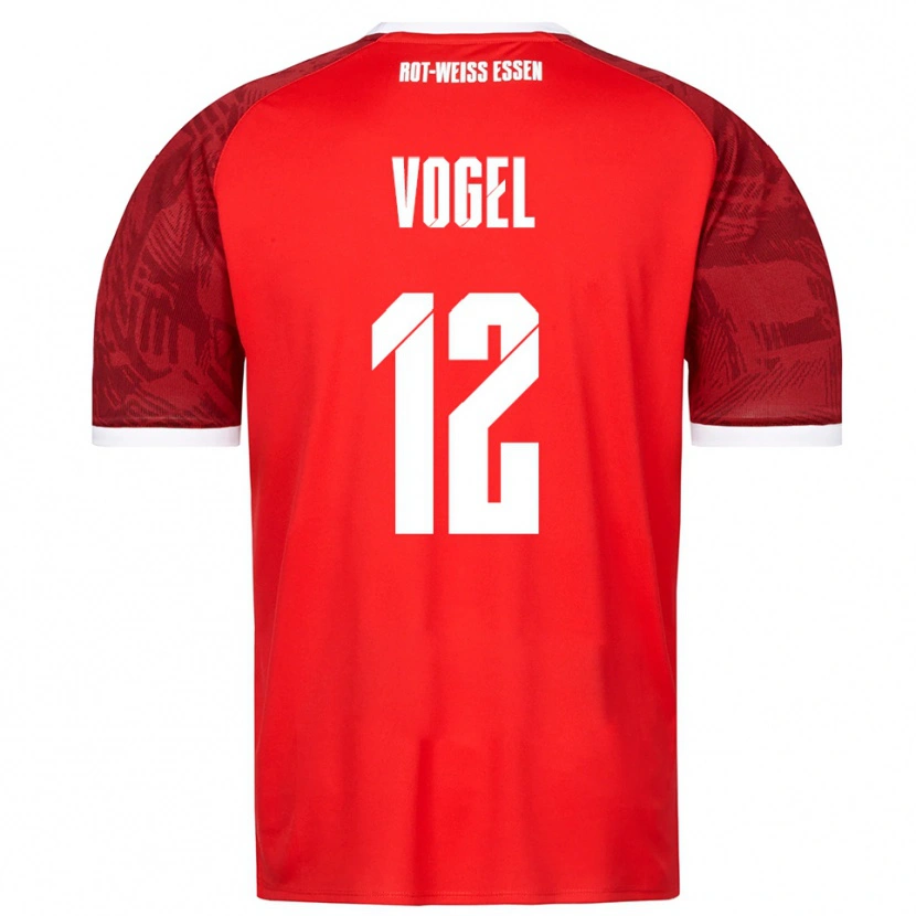 Danxen Niño Camiseta Colin Vogel #12 Rojo Borgoña Blanco 2ª Equipación 2025/26 La Camisa