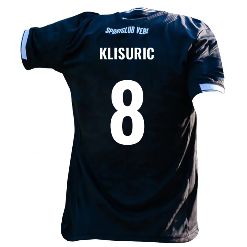 Danxen Niño Camiseta Lazar Klisuric #8 Negro Blanco 2ª Equipación 2025/26 La Camisa