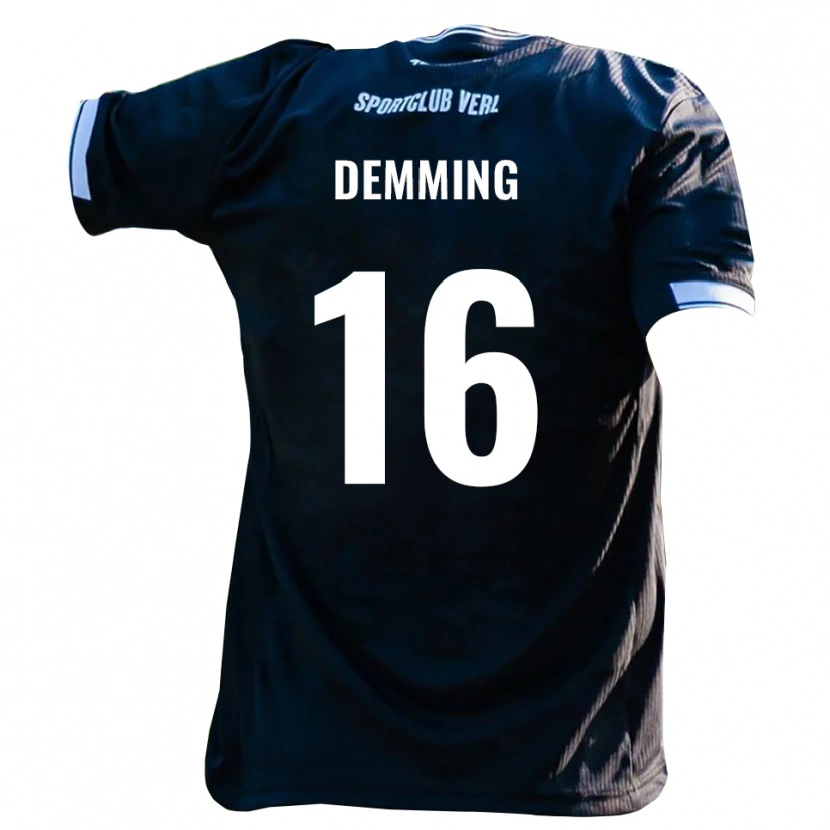 Danxen Niño Camiseta Lukas Demming #16 Negro Blanco 2ª Equipación 2025/26 La Camisa