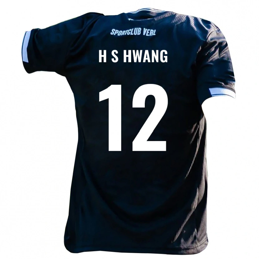 Danxen Niño Camiseta Seung-Ho Hwang #12 Negro Blanco 2ª Equipación 2025/26 La Camisa
