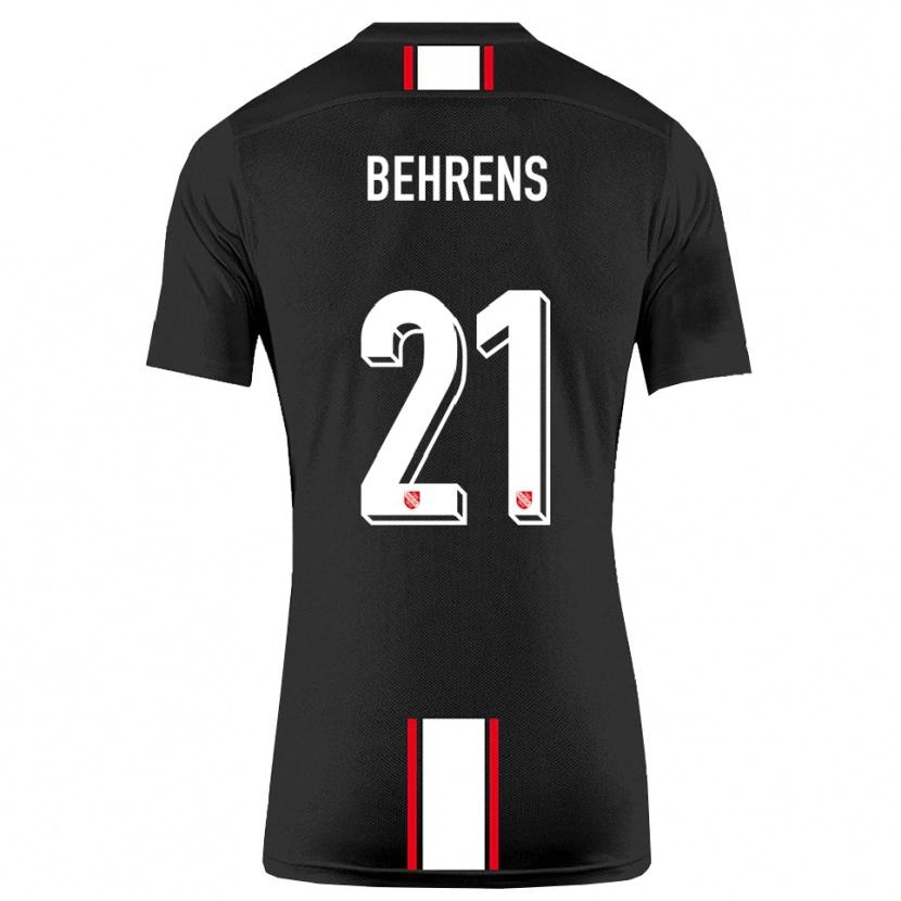 Danxen Niño Camiseta Irichad Behrens #21 Negro Blanco 2ª Equipación 2025/26 La Camisa