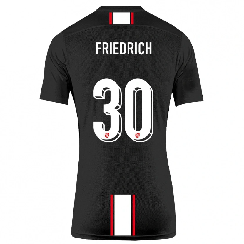 Danxen Niño Camiseta Timo Friedrich #30 Negro Blanco 2ª Equipación 2025/26 La Camisa