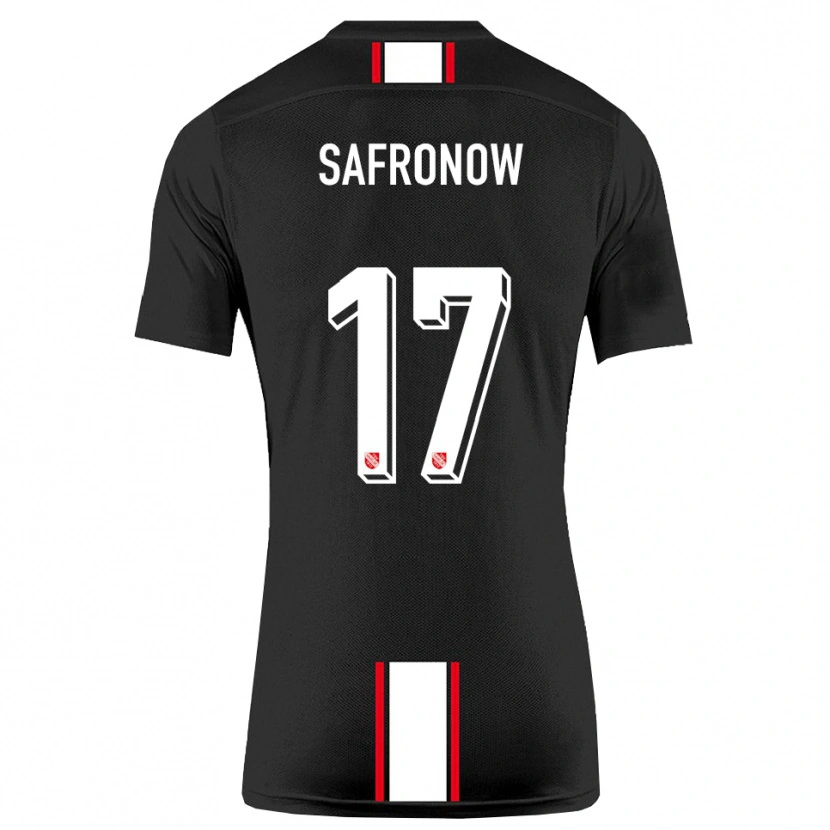 Danxen Niño Camiseta Maxim Safronow #17 Negro Blanco 2ª Equipación 2025/26 La Camisa