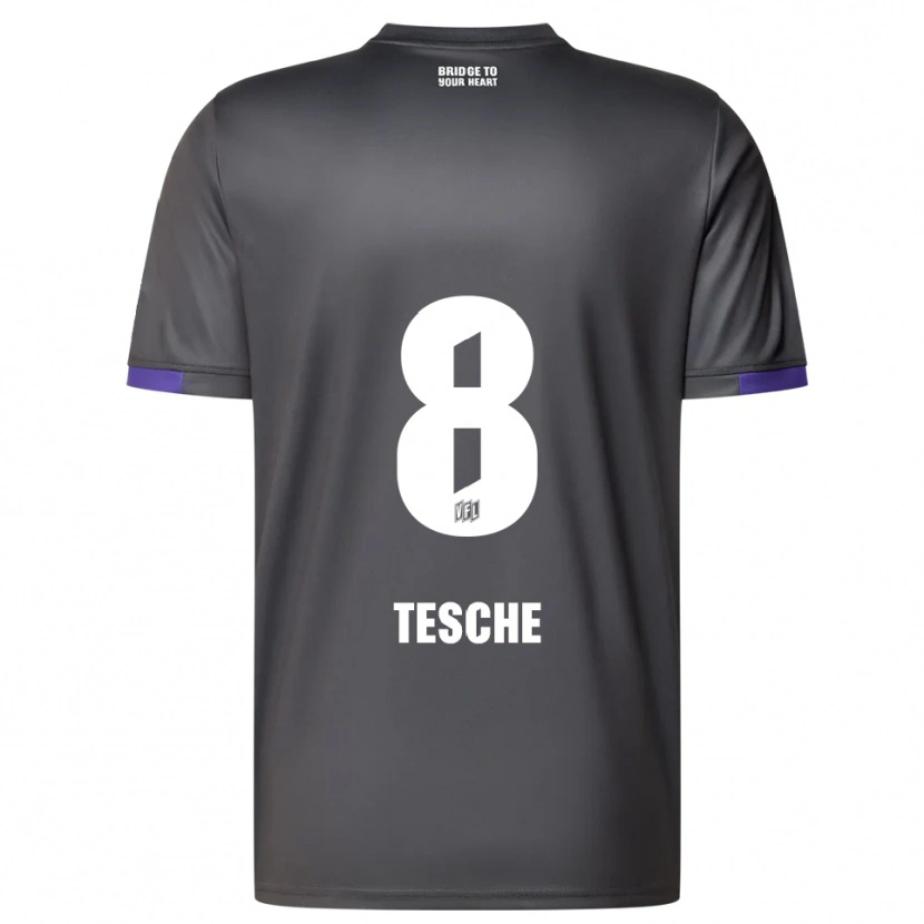 Danxen Niño Camiseta Robert Tesche #8 Gris Púrpura 2ª Equipación 2025/26 La Camisa