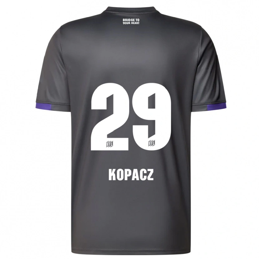 Danxen Niño Camiseta David Kopacz #29 Gris Púrpura 2ª Equipación 2025/26 La Camisa