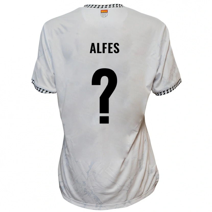 Danxen Niño Camiseta Claire Alfes #0 Blanco Negro 2ª Equipación 2025/26 La Camisa