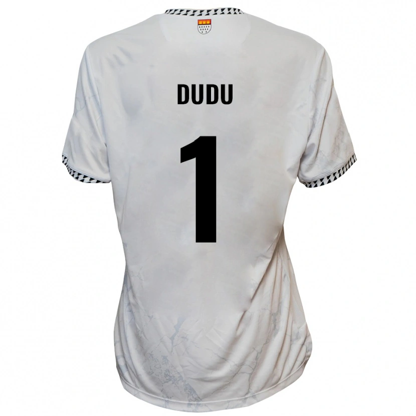 Danxen Niño Camiseta Dudu #1 Blanco Negro 2ª Equipación 2025/26 La Camisa