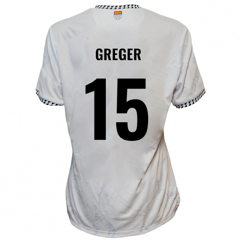 Danxen Niño Camiseta Christoph Greger #15 Blanco Negro 2ª Equipación 2025/26 La Camisa