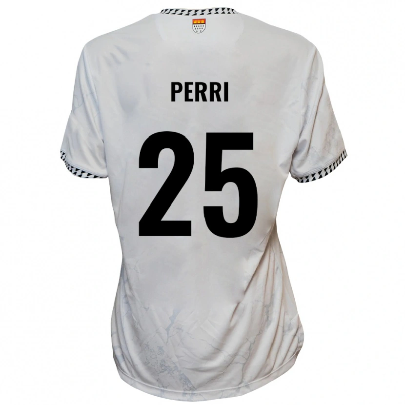 Danxen Niño Camiseta Diego Perri #25 Blanco Negro 2ª Equipación 2025/26 La Camisa