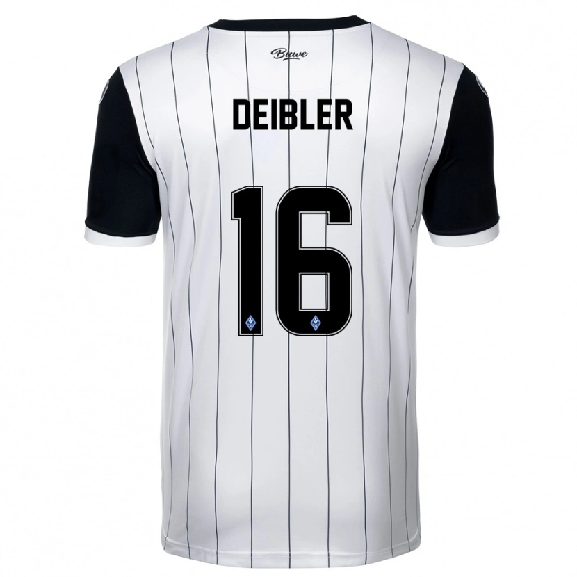 Danxen Niño Camiseta Teo Deibler #16 Blanco Negro 2ª Equipación 2025/26 La Camisa