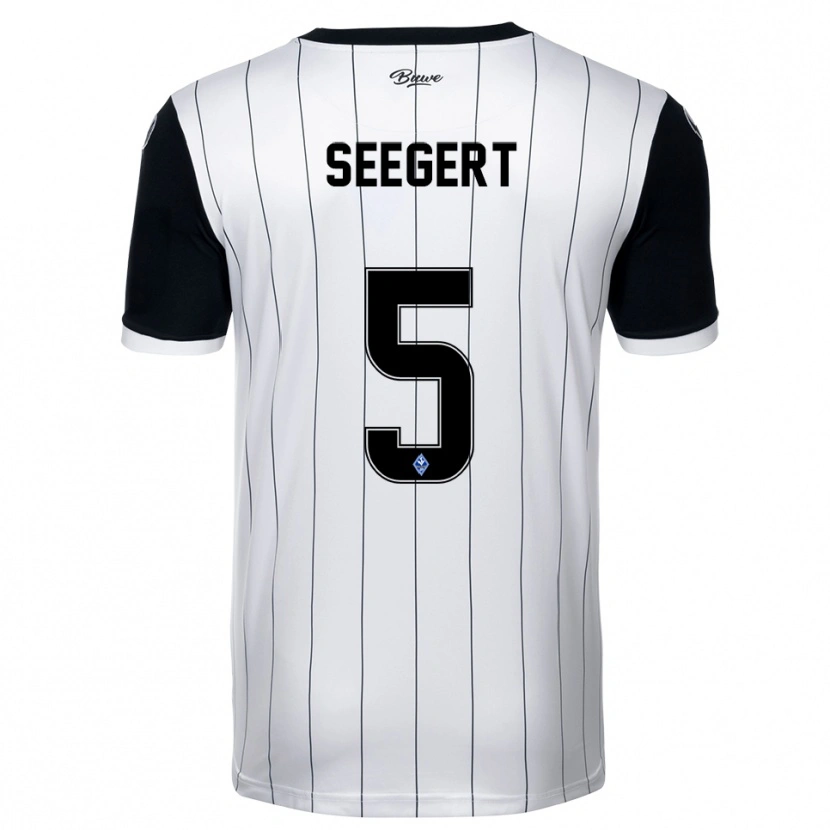 Danxen Niño Camiseta Marcel Seegert #5 Blanco Negro 2ª Equipación 2025/26 La Camisa