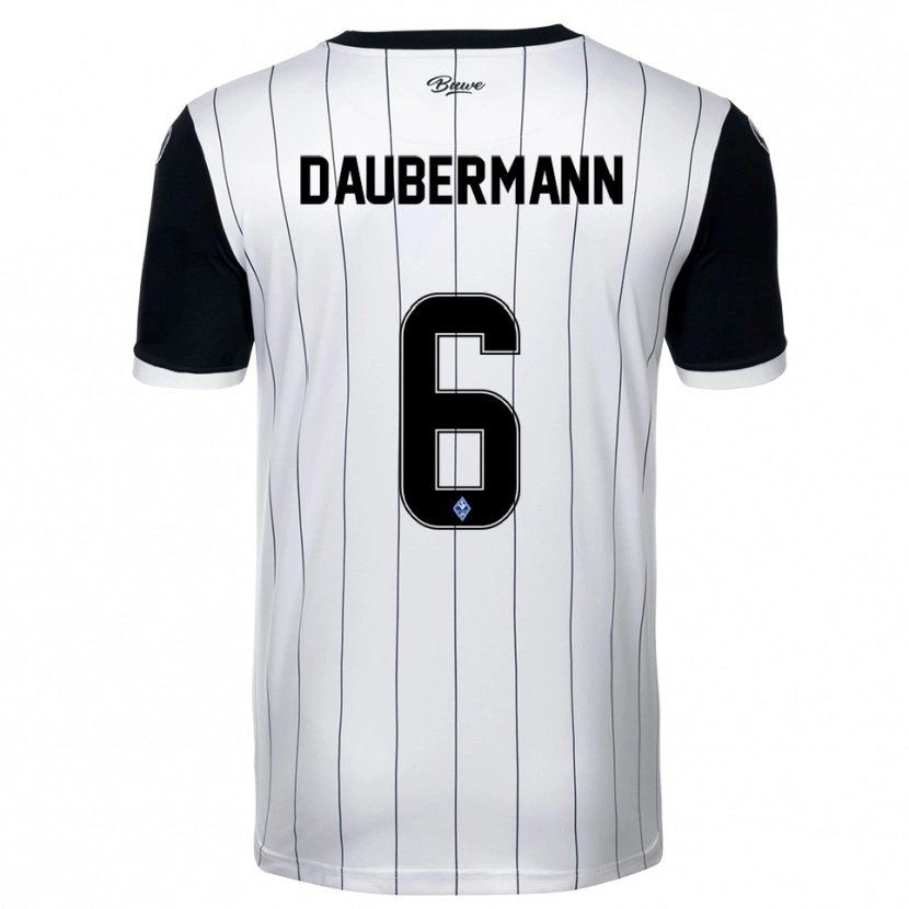 Danxen Niño Camiseta Jonas Daubermann #6 Blanco Negro 2ª Equipación 2025/26 La Camisa