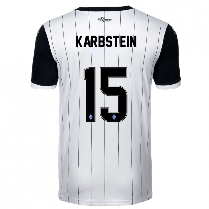 Danxen Niño Camiseta Malte Karbstein #15 Blanco Negro 2ª Equipación 2025/26 La Camisa