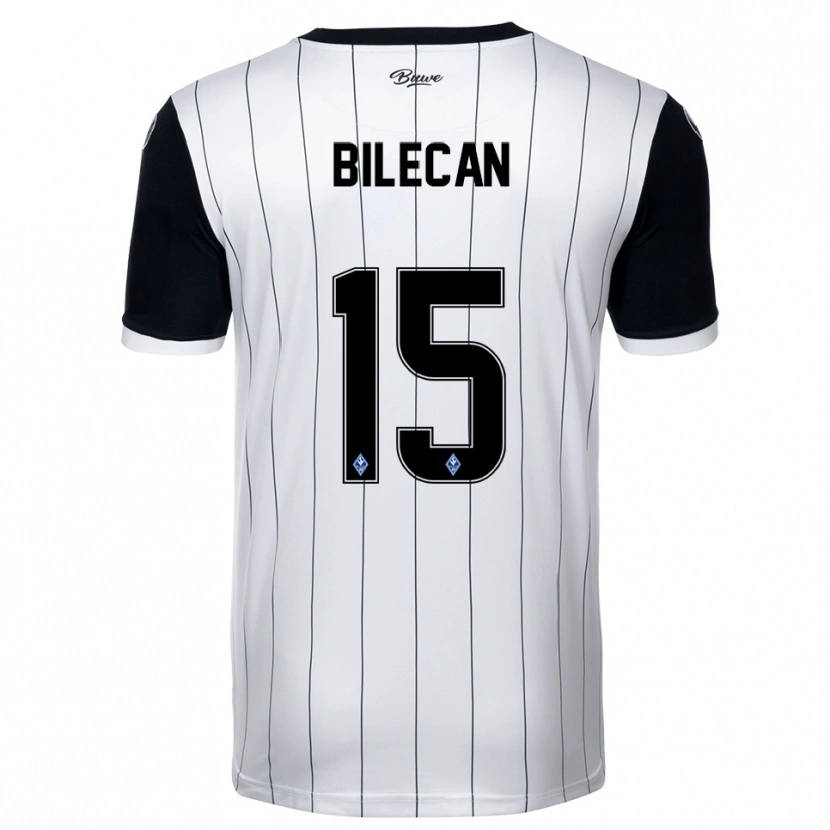 Danxen Niño Camiseta Engin Bilecan #15 Blanco Negro 2ª Equipación 2025/26 La Camisa