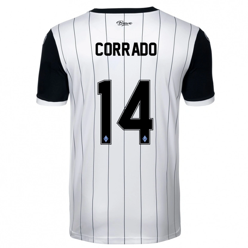 Danxen Niño Camiseta Tiziano Corrado #14 Blanco Negro 2ª Equipación 2025/26 La Camisa