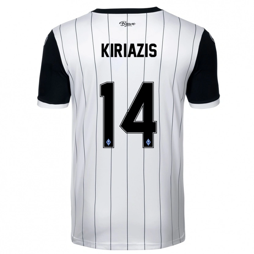 Danxen Niño Camiseta Pavlos Kiriazis #14 Blanco Negro 2ª Equipación 2025/26 La Camisa