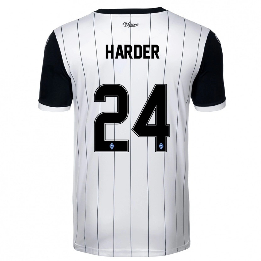 Danxen Niño Camiseta Constantin Harder #24 Blanco Negro 2ª Equipación 2025/26 La Camisa