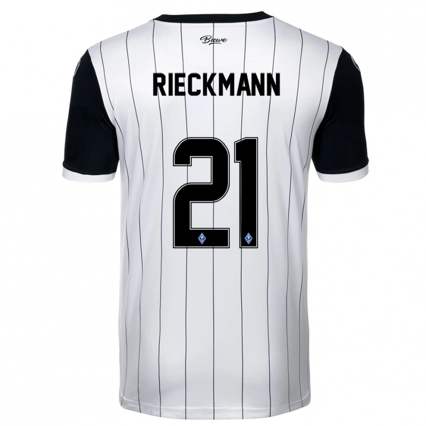 Danxen Niño Camiseta Julian Rieckmann #21 Blanco Negro 2ª Equipación 2025/26 La Camisa