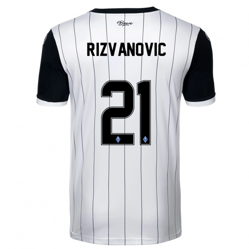 Danxen Niño Camiseta Adnan Rizvanovic #21 Blanco Negro 2ª Equipación 2025/26 La Camisa