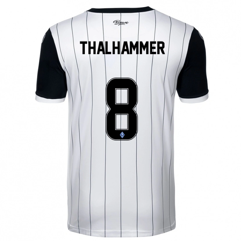 Danxen Niño Camiseta Maximilian Thalhammer #8 Blanco Negro 2ª Equipación 2025/26 La Camisa