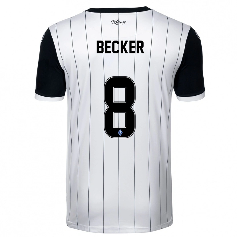 Danxen Niño Camiseta Finn Becker #8 Blanco Negro 2ª Equipación 2025/26 La Camisa