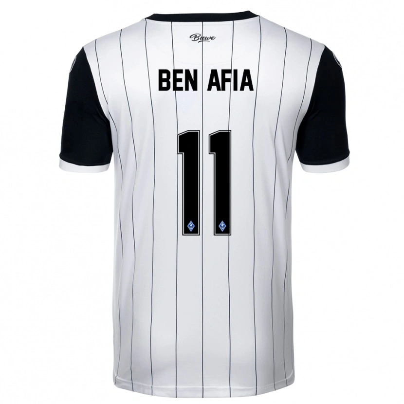 Danxen Niño Camiseta Sofian Ben Afia #11 Blanco Negro 2ª Equipación 2025/26 La Camisa
