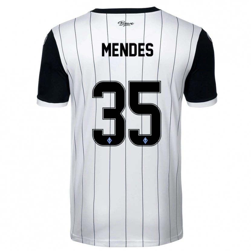 Danxen Niño Camiseta Djayson Mendes #35 Blanco Negro 2ª Equipación 2025/26 La Camisa