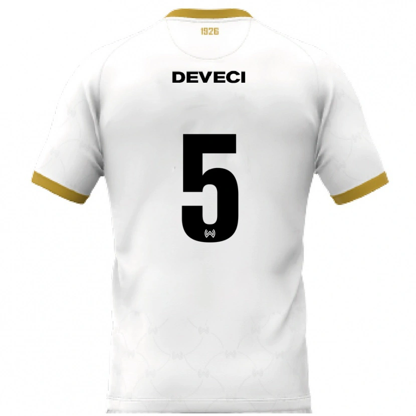Danxen Niño Camiseta Hüseyin Deveci #5 Blanco Dorado 2ª Equipación 2025/26 La Camisa