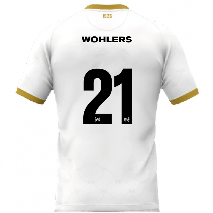 Danxen Niño Camiseta Ole Wohlers #21 Blanco Dorado 2ª Equipación 2025/26 La Camisa