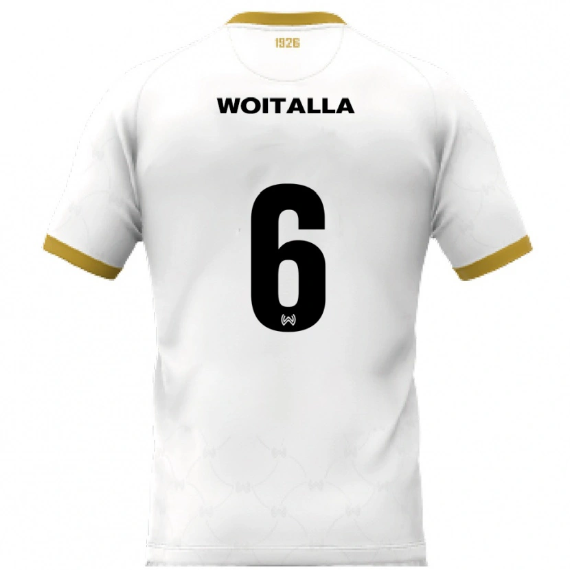 Danxen Niño Camiseta Luis Woitalla #6 Blanco Dorado 2ª Equipación 2025/26 La Camisa
