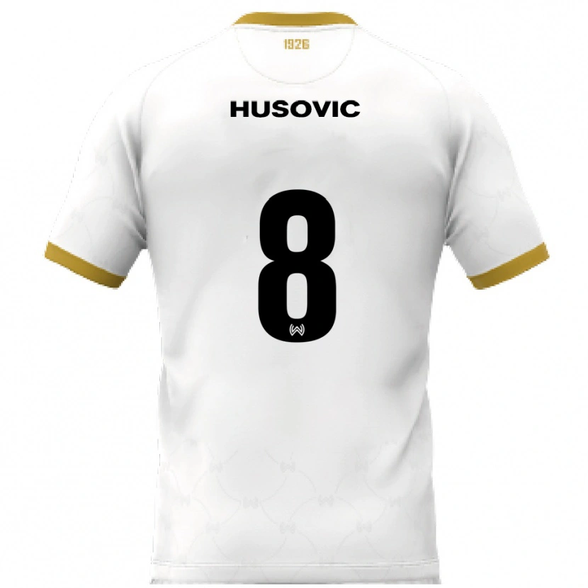 Danxen Niño Camiseta Amin Husovic #8 Blanco Dorado 2ª Equipación 2025/26 La Camisa