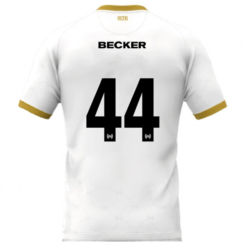 Danxen Niño Camiseta Jan Becker #44 Blanco Dorado 2ª Equipación 2025/26 La Camisa