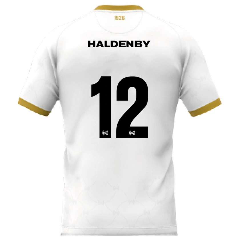 Danxen Niño Camiseta Ben Haldenby #12 Blanco Dorado 2ª Equipación 2025/26 La Camisa