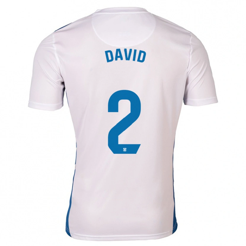 Danxen Hombre Camiseta David Rodríguez #2 Blanco Azul 1ª Equipación 2025/26 La Camisa