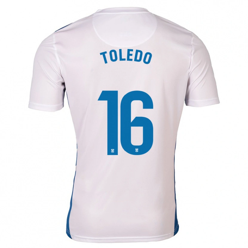 Danxen Hombre Camiseta Adrián Toledo #16 Blanco Azul 1ª Equipación 2025/26 La Camisa