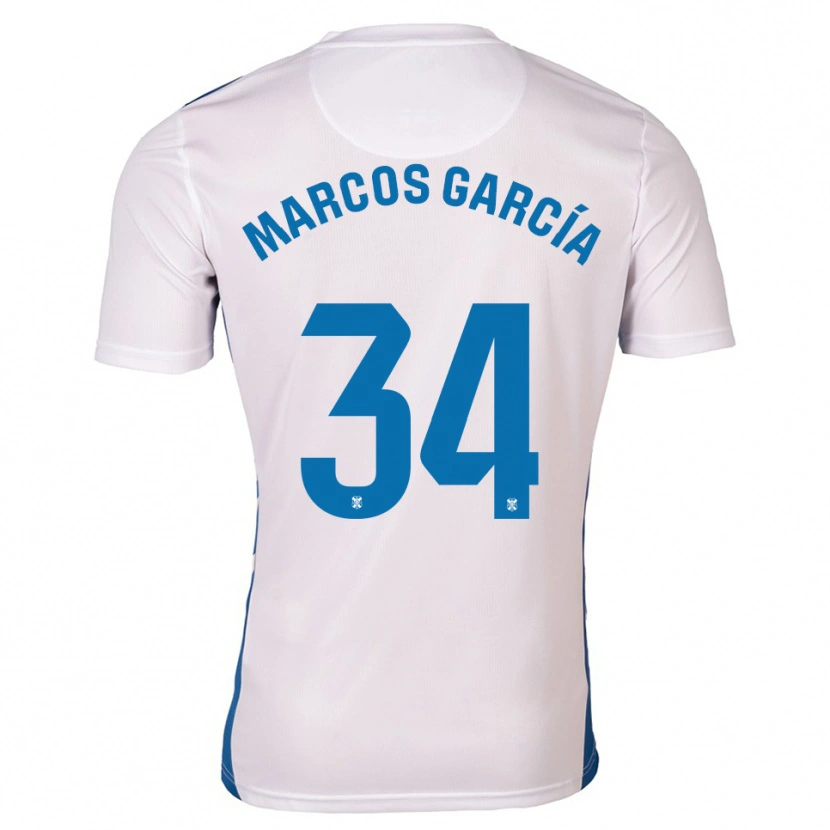 Danxen Hombre Camiseta Marcos García #34 Blanco Azul 1ª Equipación 2025/26 La Camisa